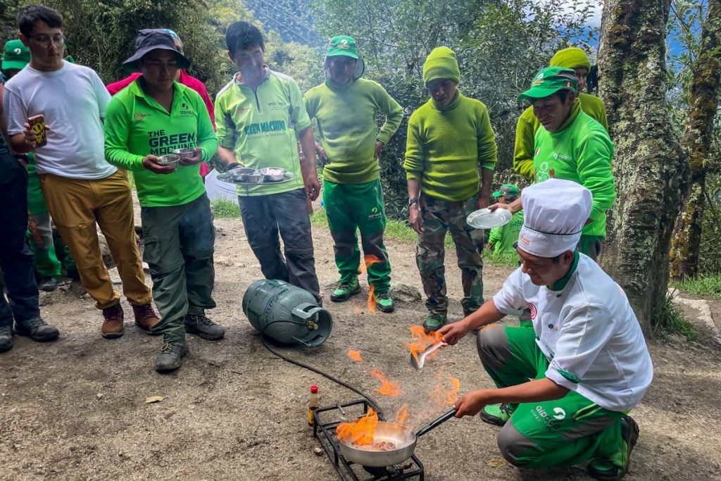 chef cooking on the Inca Trail