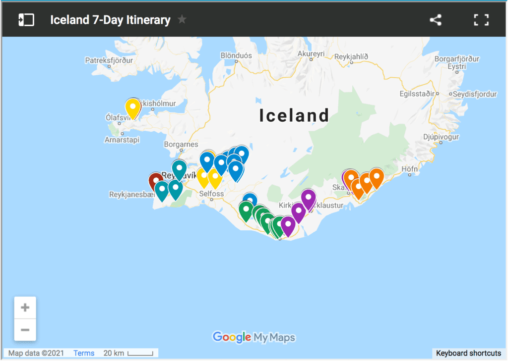 7 Day Iceland Itinerary Map