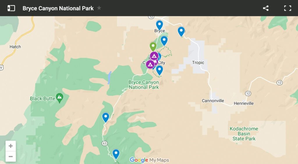 Bryce Canyon National Park Map