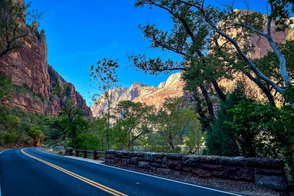 Biking along Scenic Drive in Zion