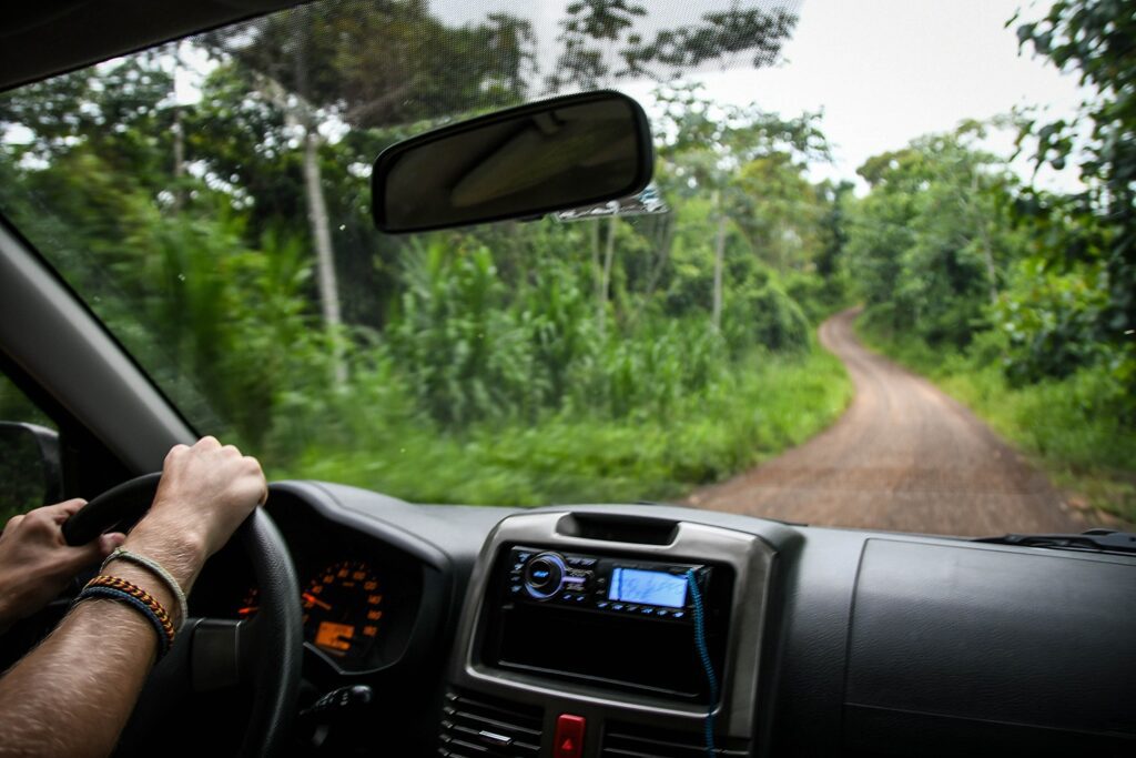 Renting a Car in Costa Rica dirt road dashboard