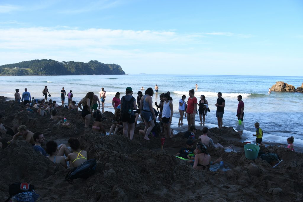 crowds at Hot Water Beach North Island New Zealand