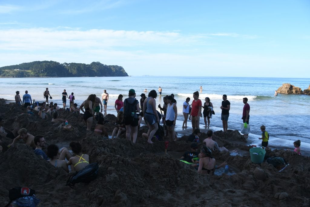 crowds at Hot Water Beach North Island New Zealand