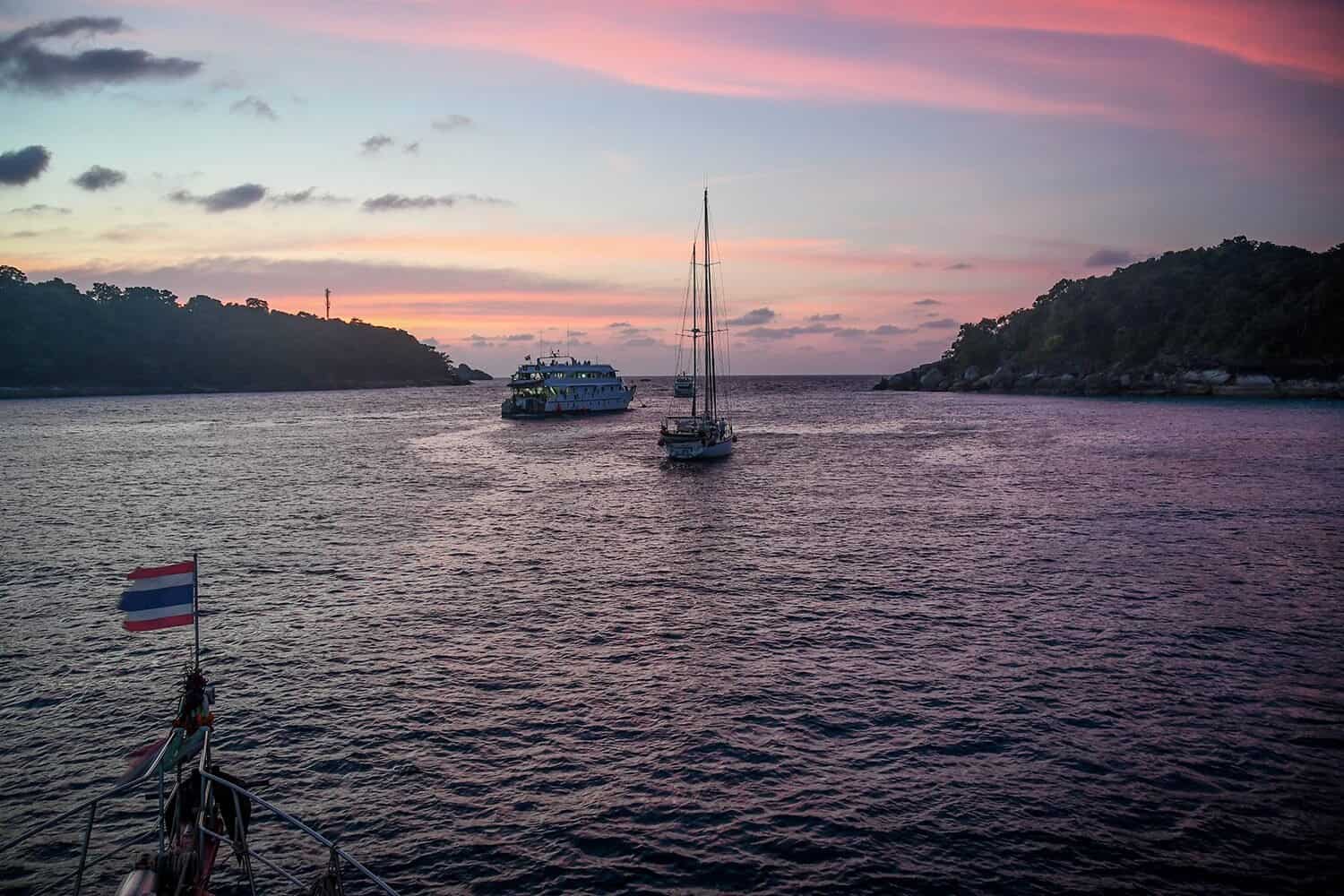 Similan Islands Thailand Liveaboard sunset