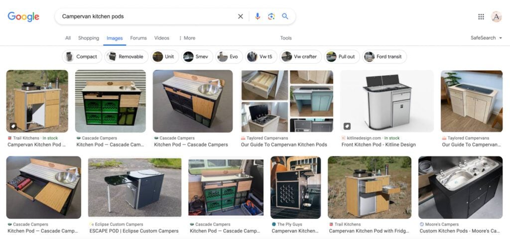 Campervan kitchen pods Google image search