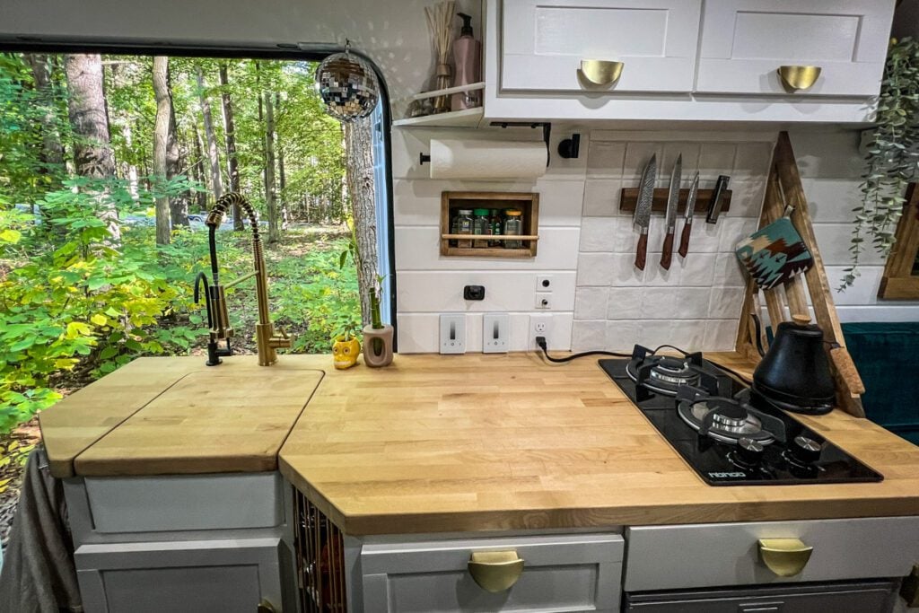 Campervan kitchens-doorside kitchen in Lola van