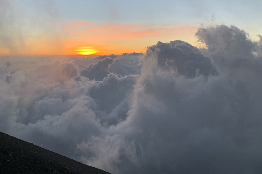 Sunset over Fuego Acatenango Hike Guatemala