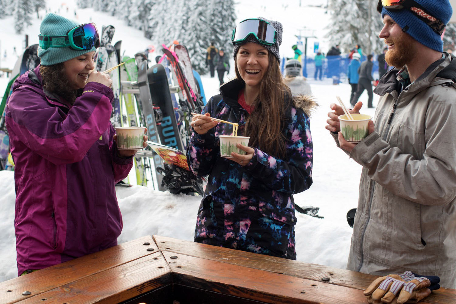 Best Things to Do in Washington State Snowboarding Eating Noodles