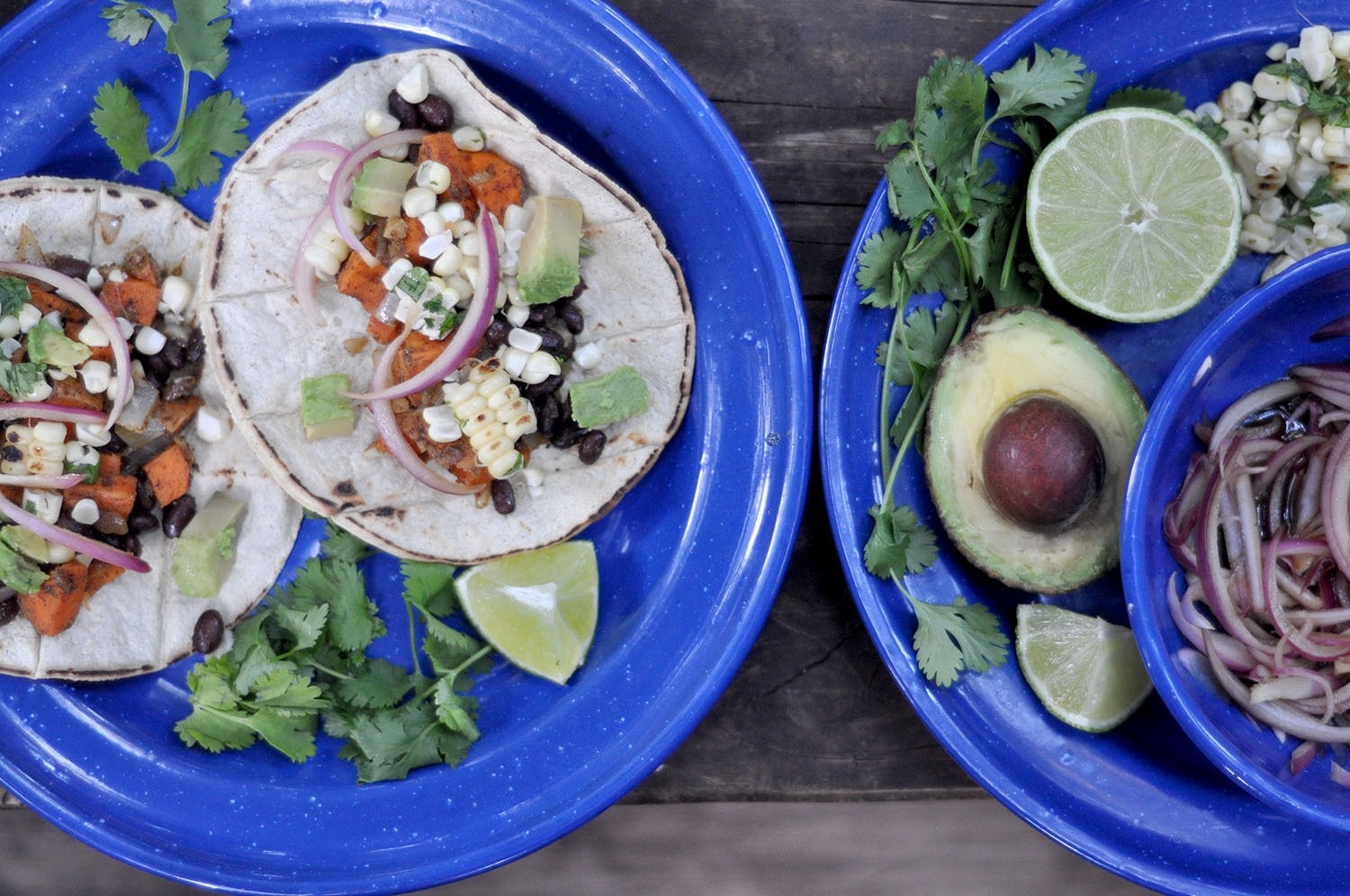 Camping vegan tacos