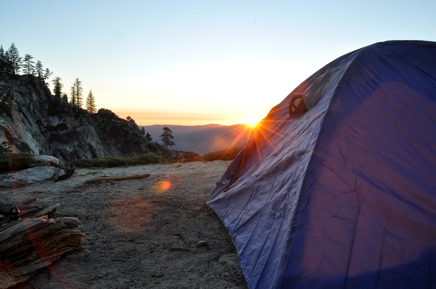 Cheap Road Trip Tips Tent at sunset