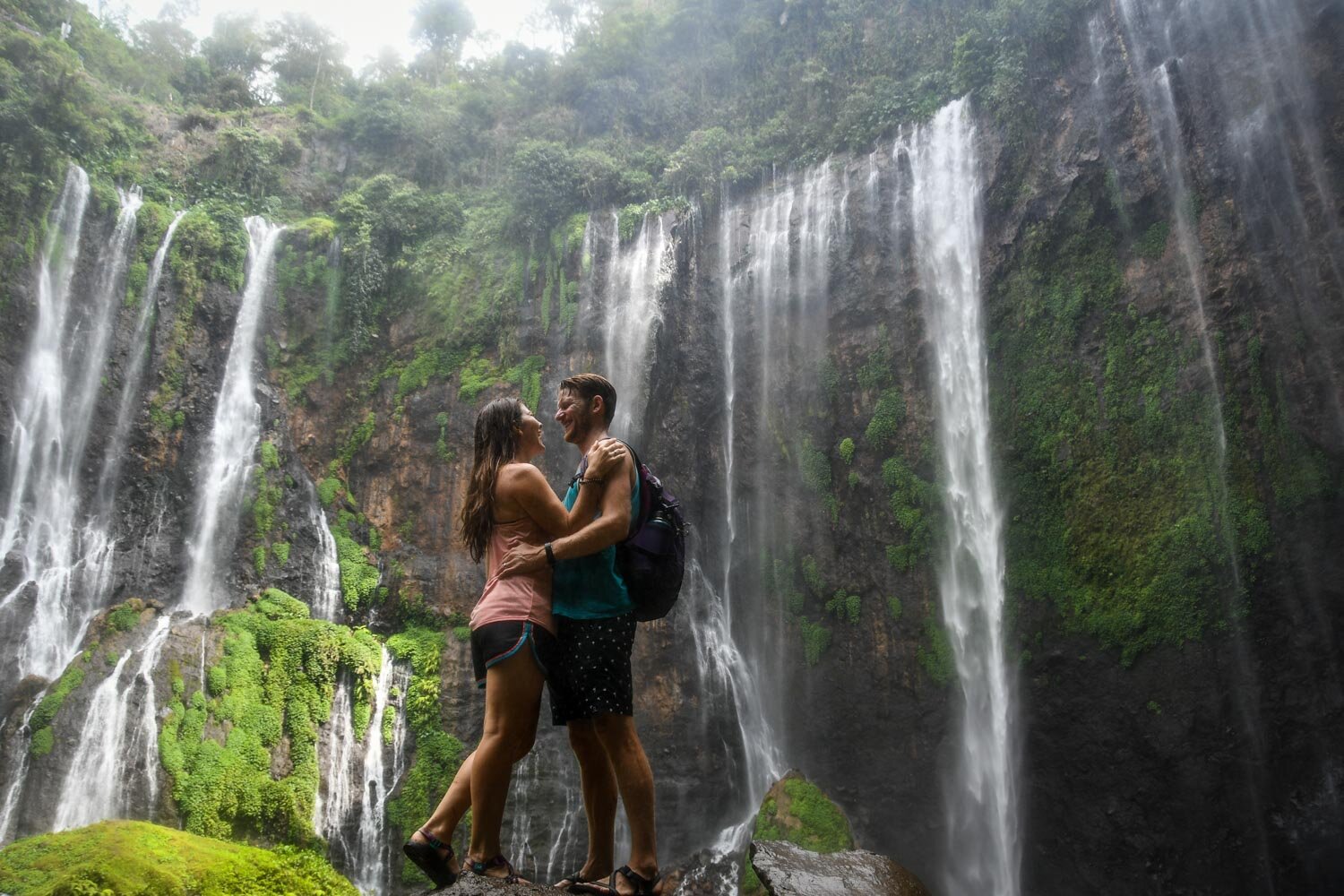 Tumpak Sewu Waterfall Couple Photo