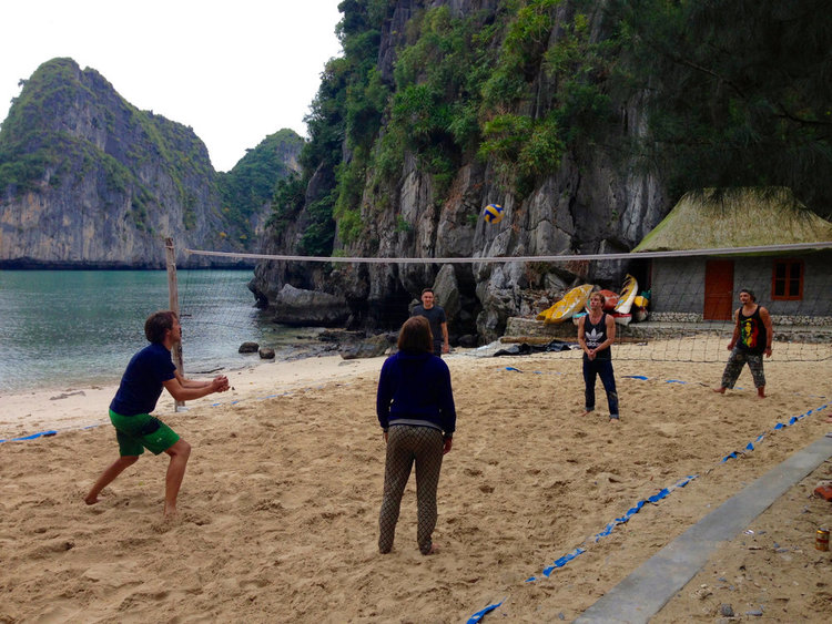 Ha Long Bay Volleyball Freedom Island Vietnam Itinerary