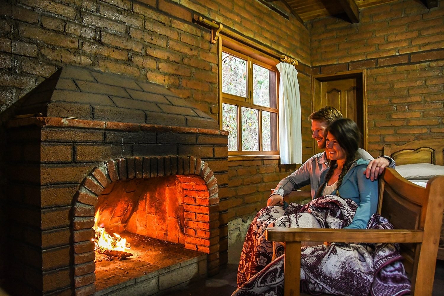 Hiking in Oaxaca's Sierra Norte Cabin Fireplace