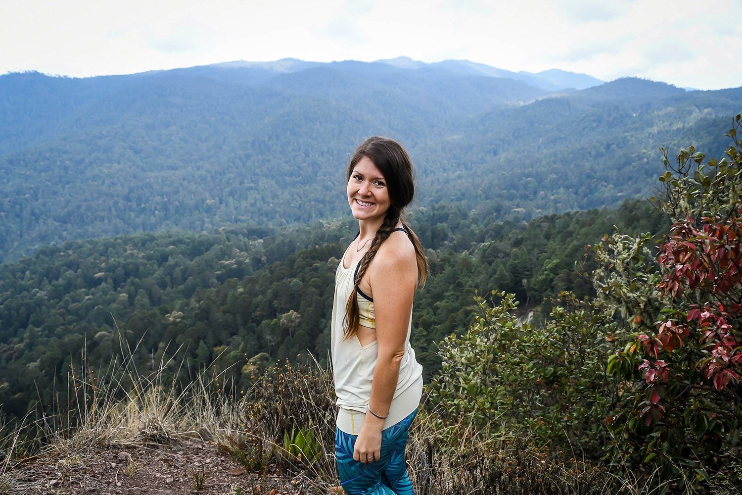 Hiking in Oaxaca Sierra Norte Villages Viewpoint Girl