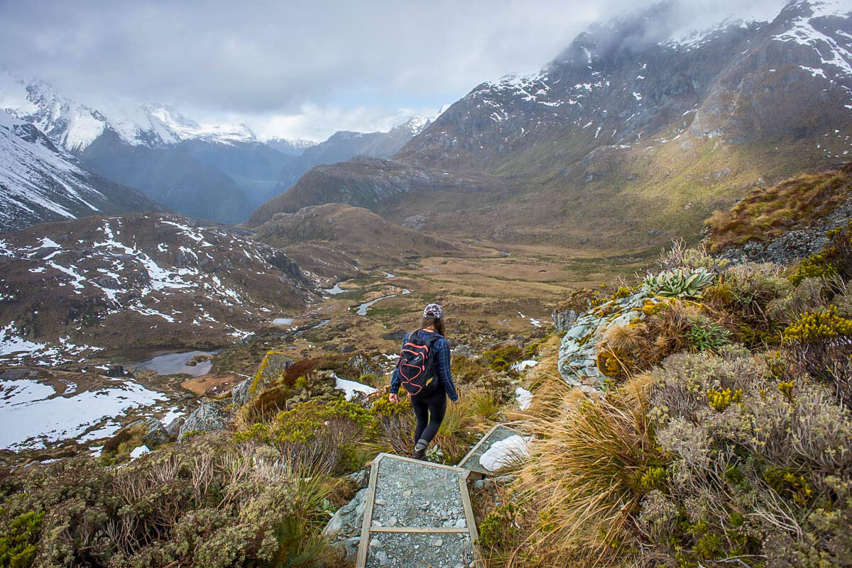 Hiking between Lake Harris and Lake Mackenzie