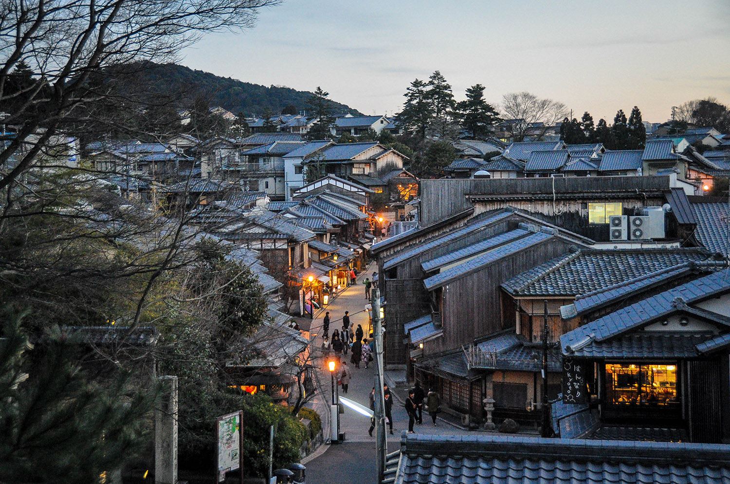Japan Traditional Village at Dusk Walking Street