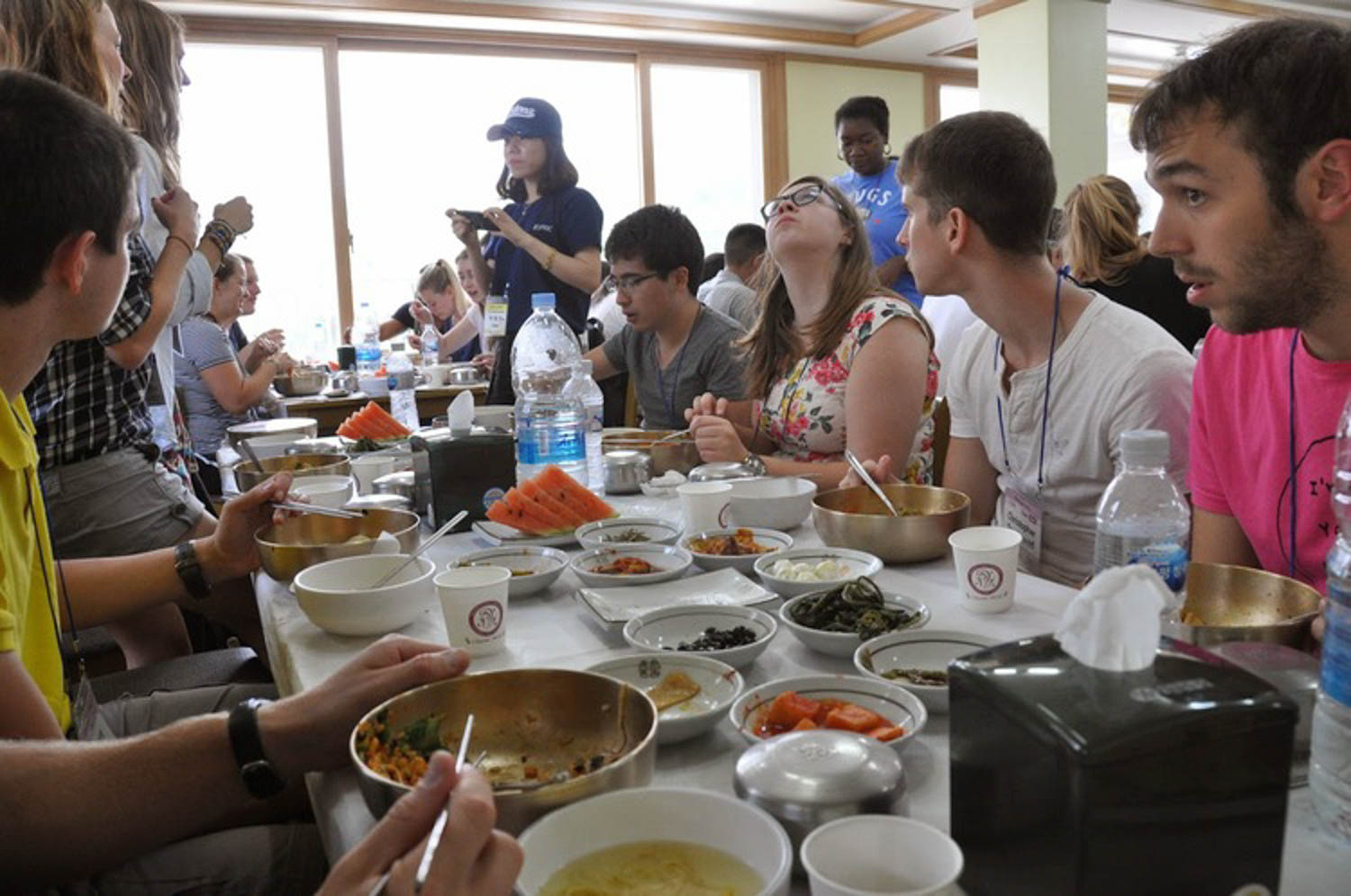 You can't be afraid to share food with strangers because all meals are communal.