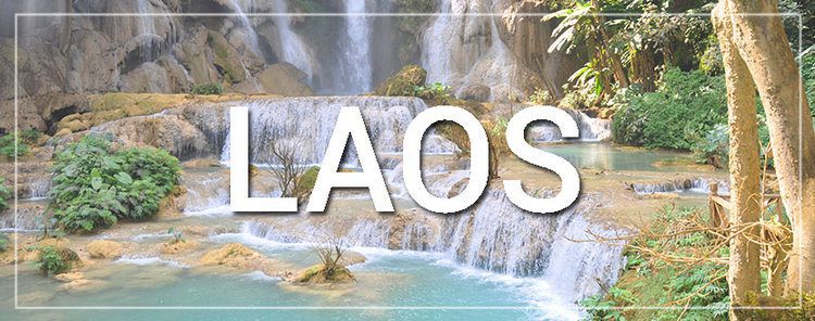 Laos Waterfall Country Button