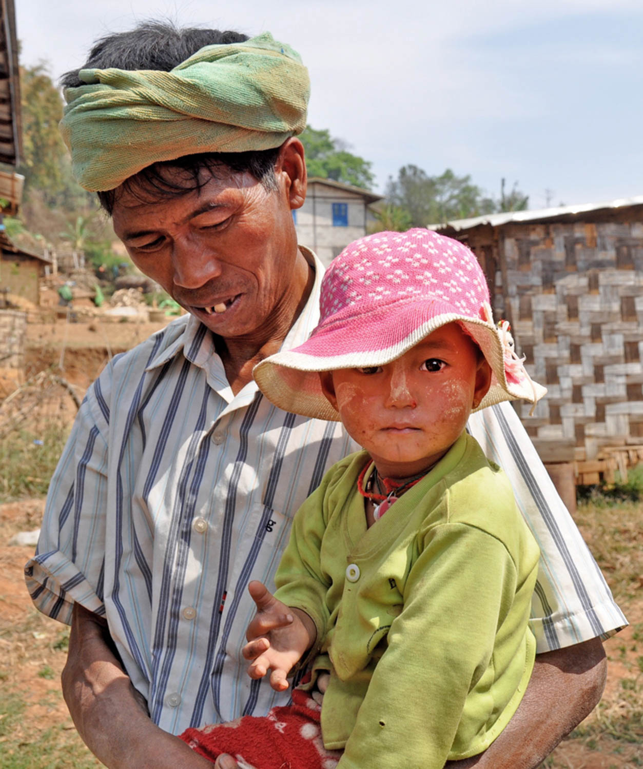 Myanmar father and cute baby