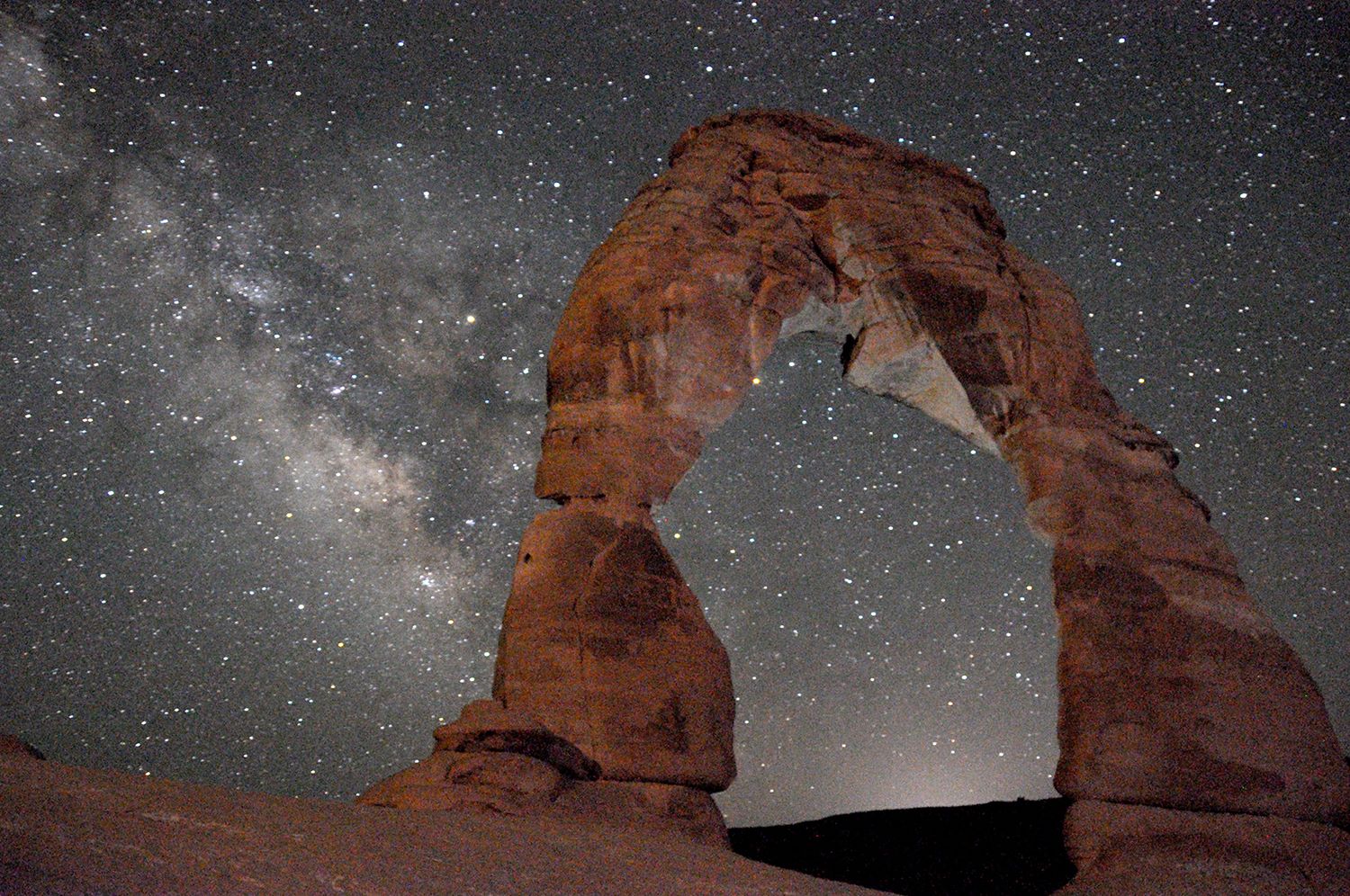 Nighttime Delicate Arch Milky Way Arches National Park