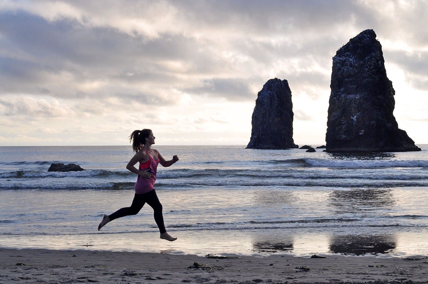 Running Cannon Beach Oregon Campervan