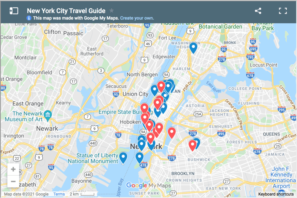 Things to Do in New York City Map