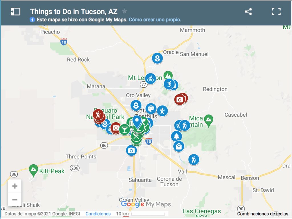 Things to Do in Tucson Map