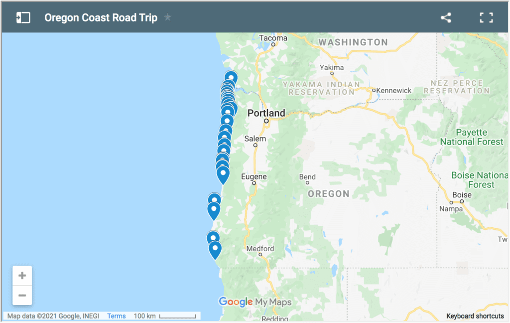 Oregon Coat Road Trip Map | Two Wandering Soles