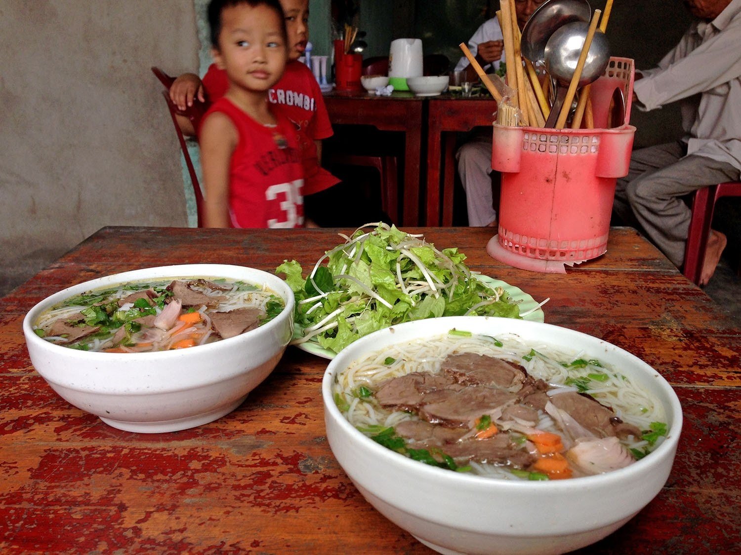 We stopped at this little family restaurant and played with the sons of the owners while they prepared our pho. Oh, and it was some of the best we had in all of Vietnam.