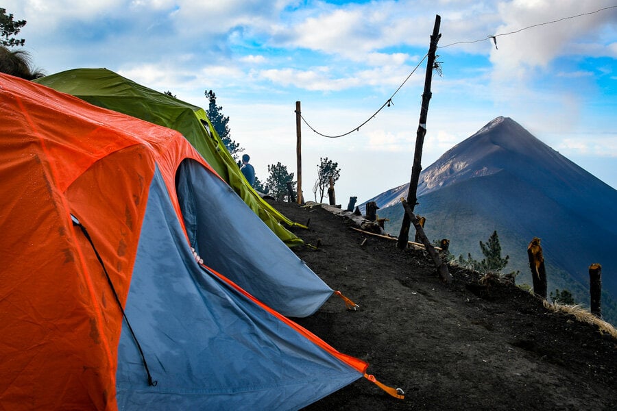 Tent base camp on Volcan Acatenango