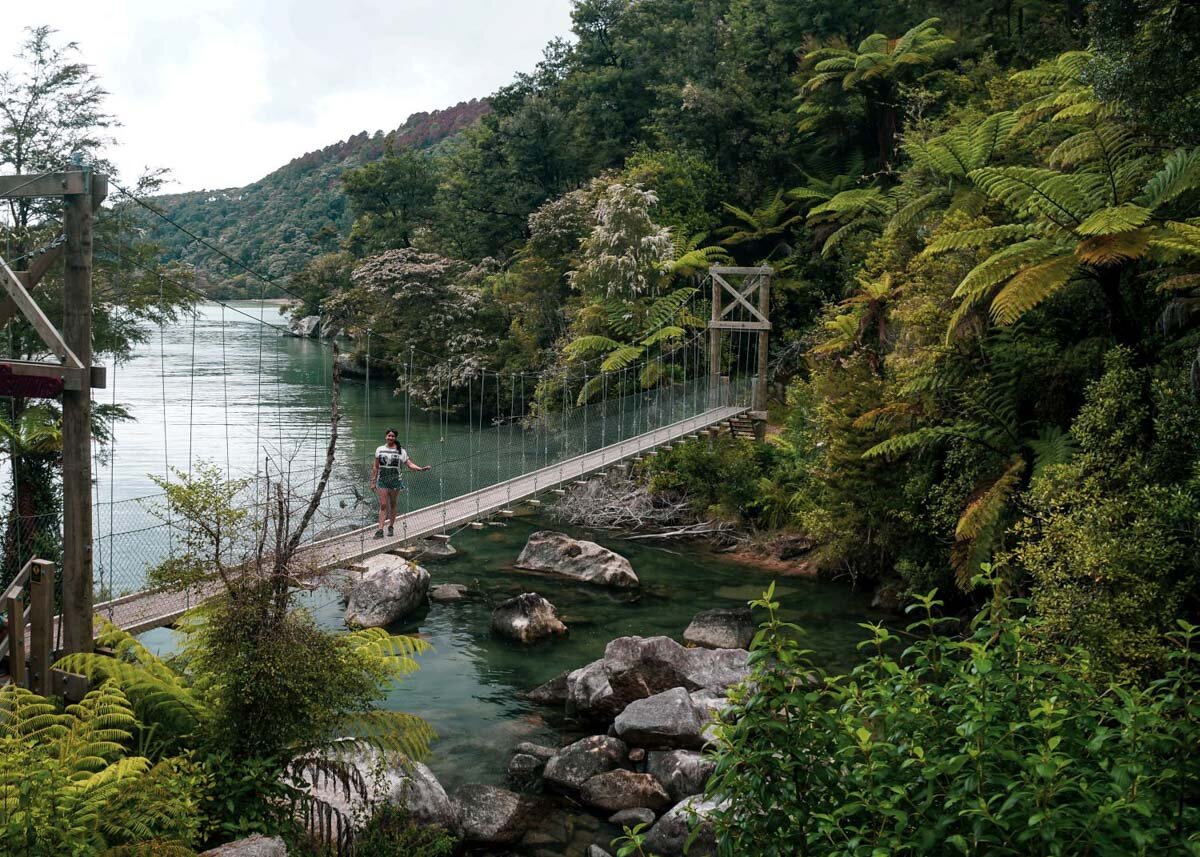 New Zealand Campsite: Bark Bay (swing bridge) | Image by Roxanne