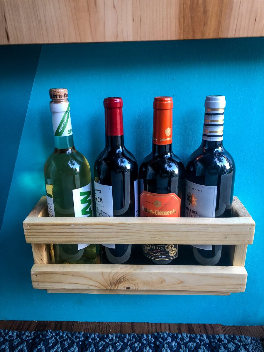 Campervan Storage Ideas | Simple Wine Rack