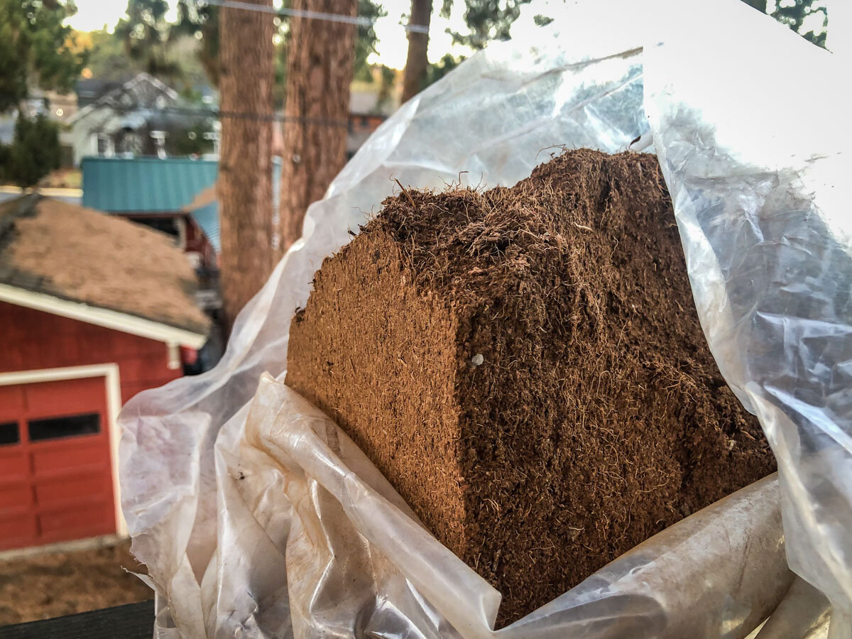 This is our brick of coconut coir. We’ve had this for several months and still have quite a bit left! (It expands quite a bit, so one brick goes a long way!)