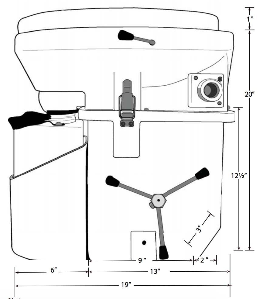 Nature's Head Toilet Side View Dimensions | Image Source: NatureHead.net