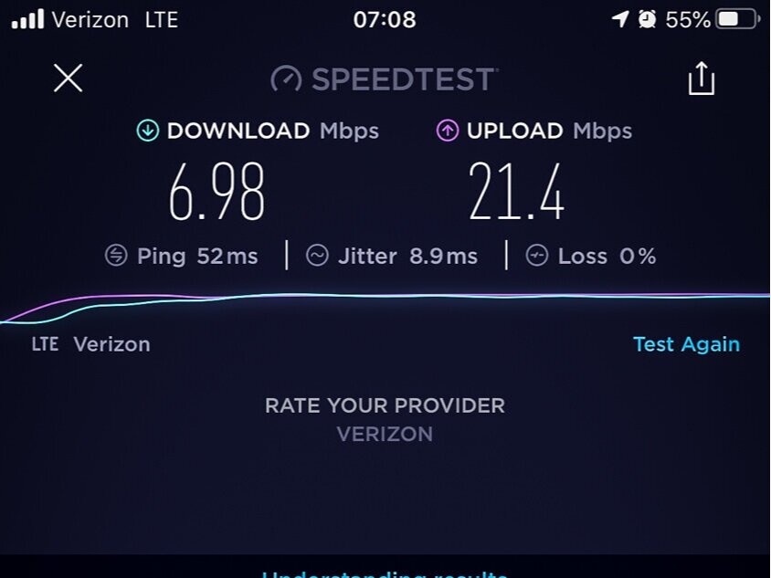 Mobile Speed Test with weBoost ON