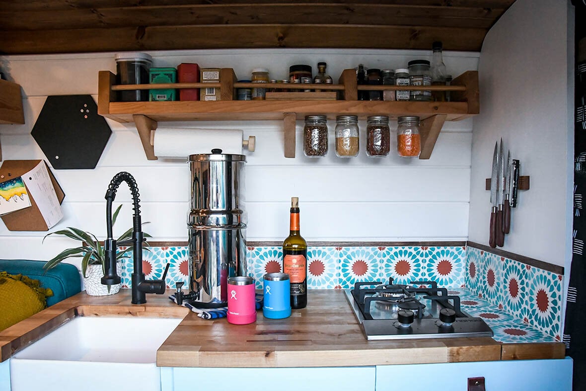 Campervan Cost Kitchen with Wine