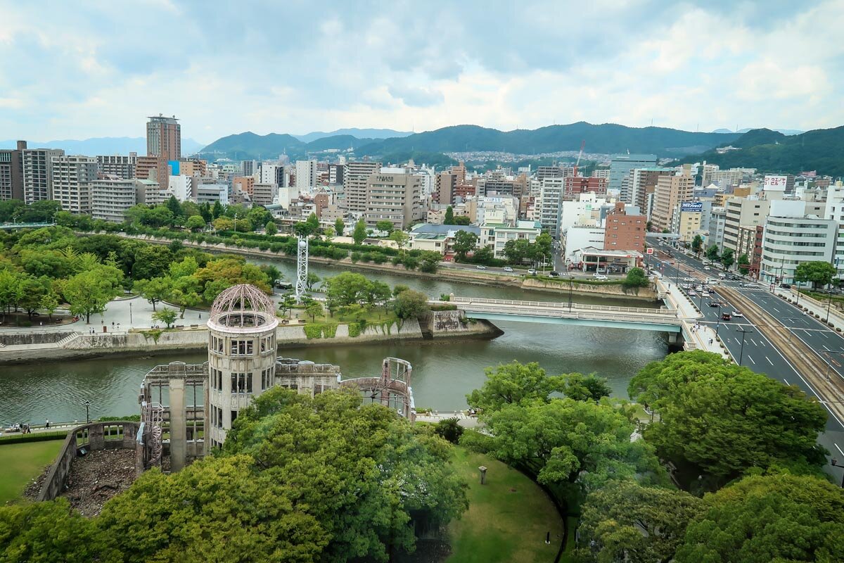 View of the Atomic Bomb Dome and Hiroshima from above