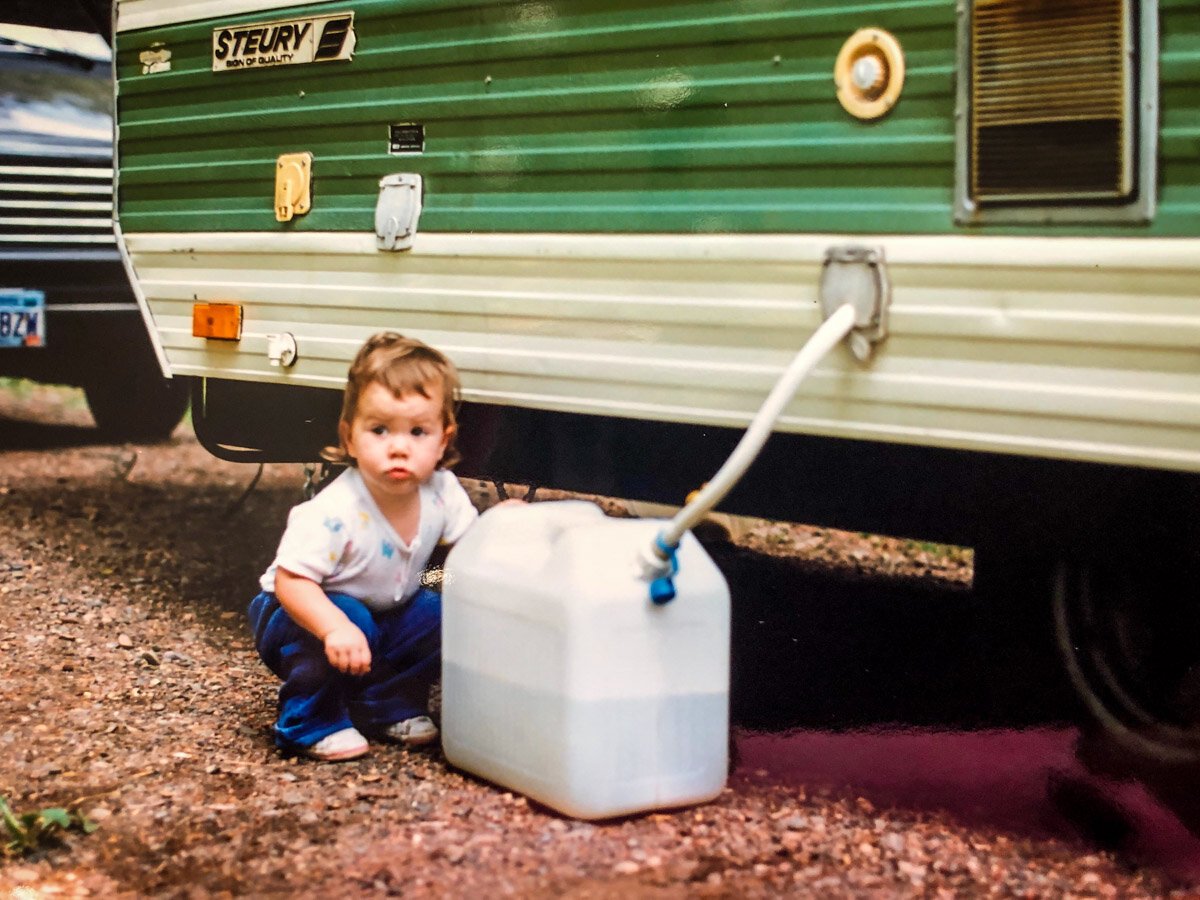 Yep, that’s me at the ripe ol’ age of two just living that camp life! My parents said they took me on my first camping trip was when I was about 6 months old, and I’ve loved it ever since!