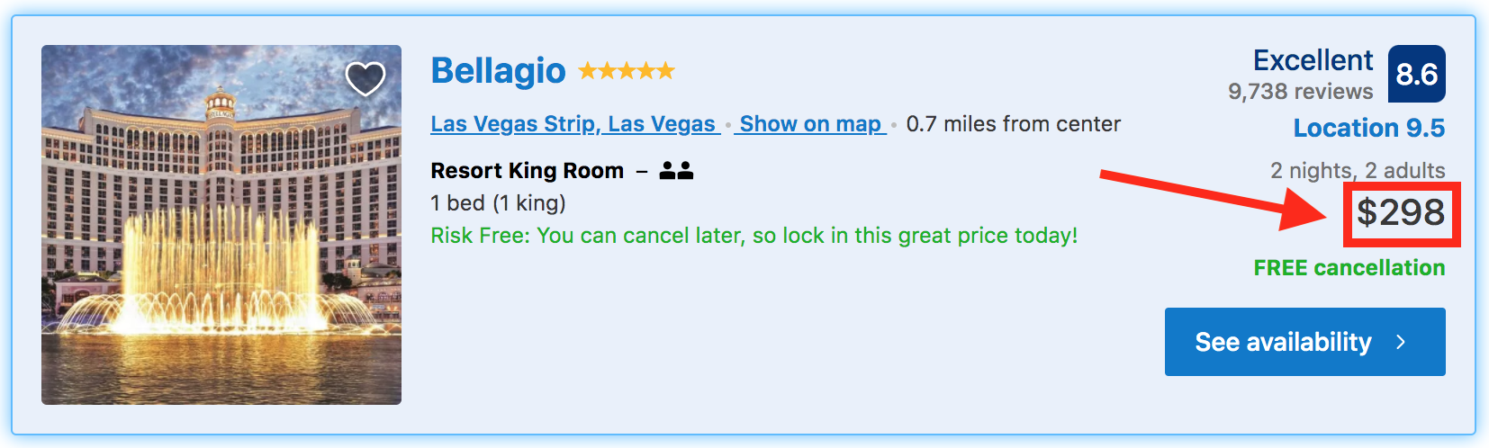 Las Vegas on a Budget Weekday Hotel Price