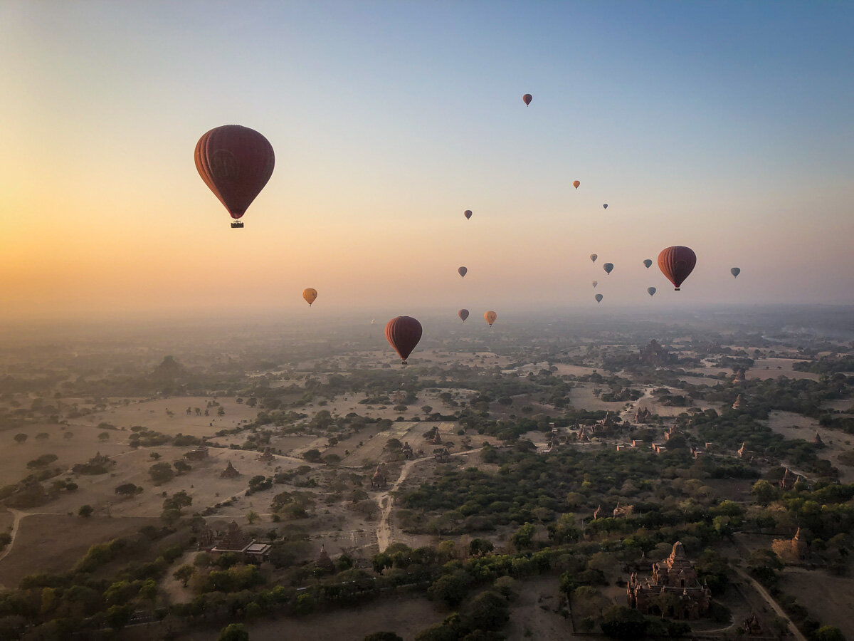 Sunrise hot air ballooning in Bagan with Balloons Over Bagan