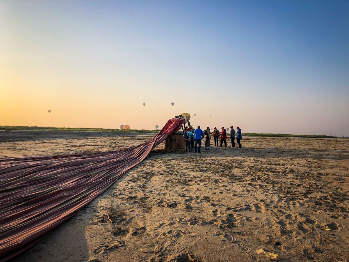 Hot Air Ballooning in Bagan | Post-flight celebrations on the beach