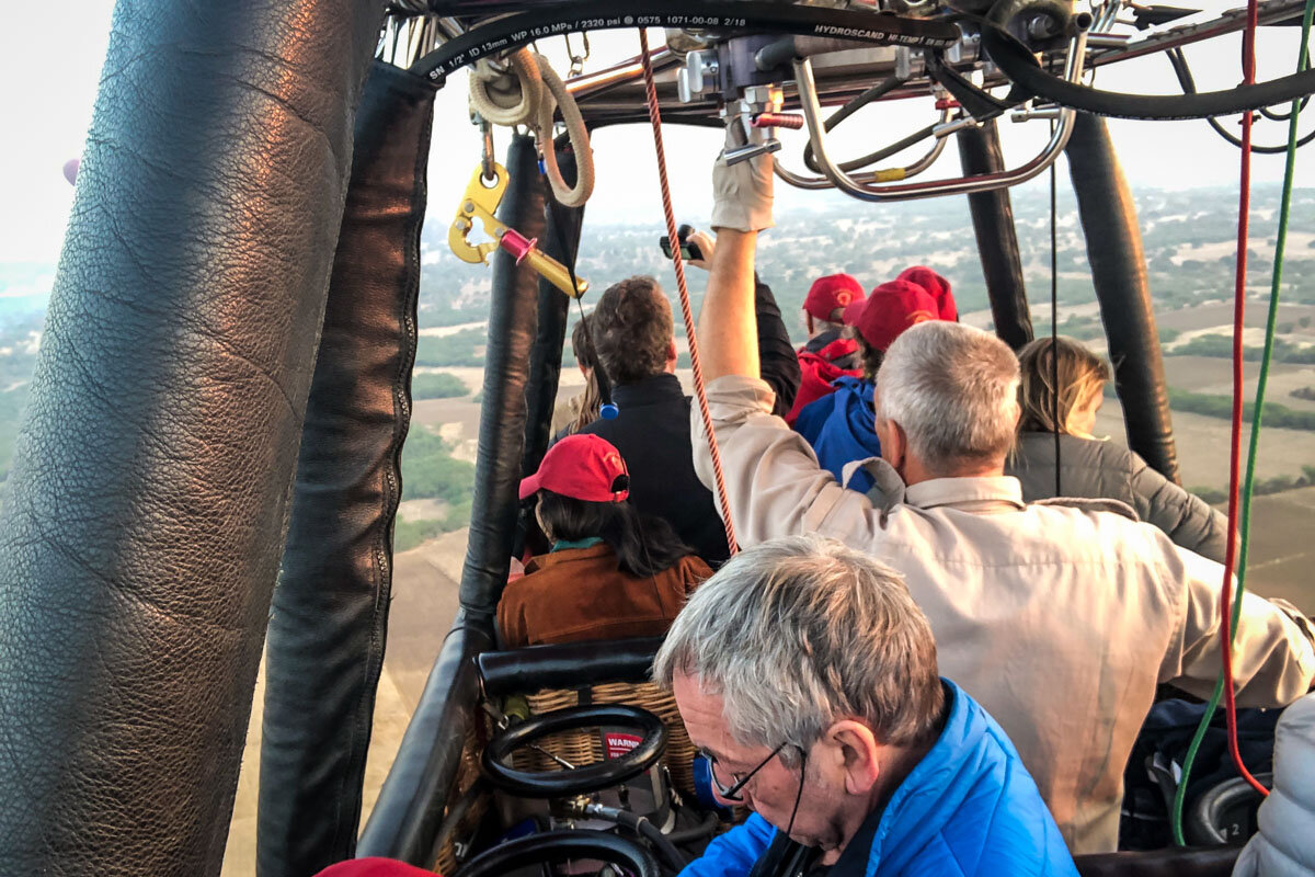 Hot Air Ballooning in Bagan | Inside the balloon, mid-flight