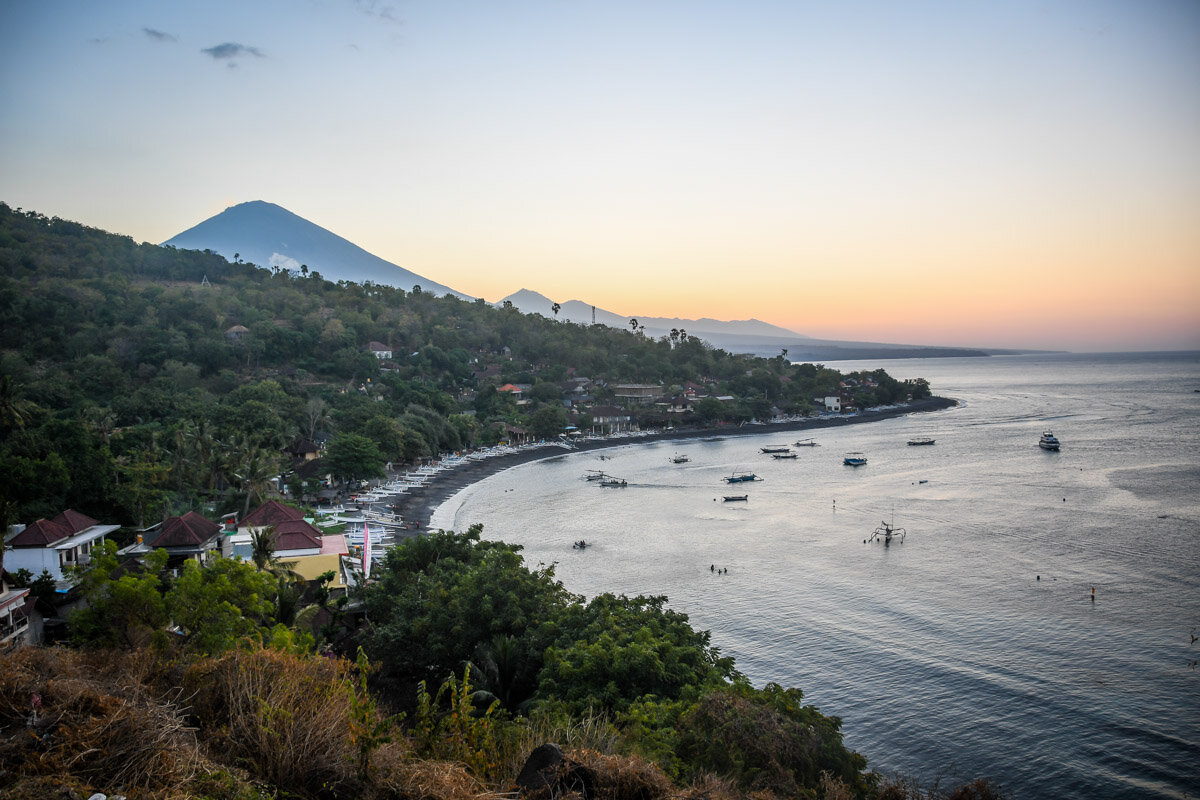 Amed Bali Jemeluk Viewpoint at Sunset