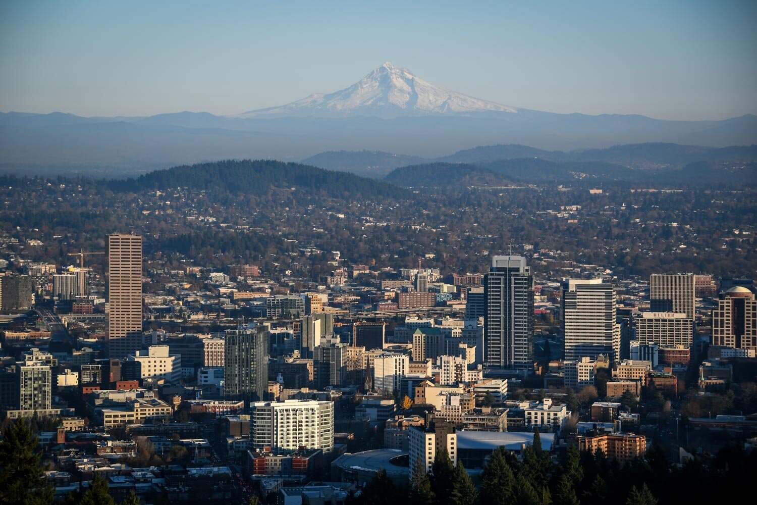 Portland Skyline Mount Hood Travel Blog Income Report