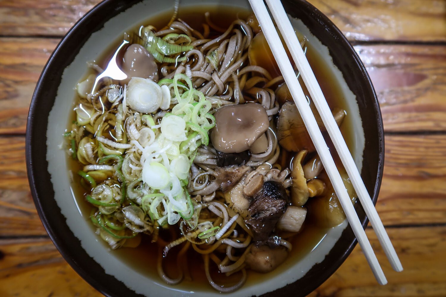 Tateyama Kurobe Alpine Route Japan Mushroom Soba Noodle Bowl
