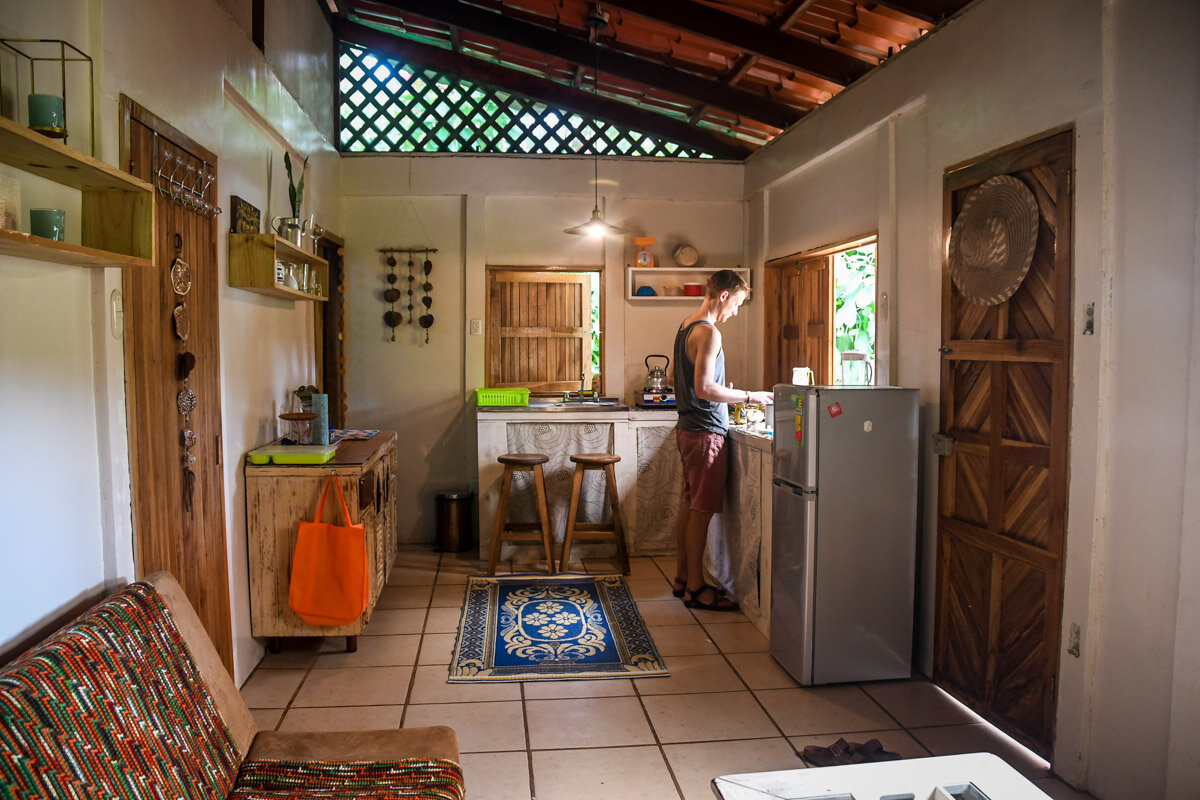 Colorful Airbnb kitchen in Puerto Viejo, Costa Rica