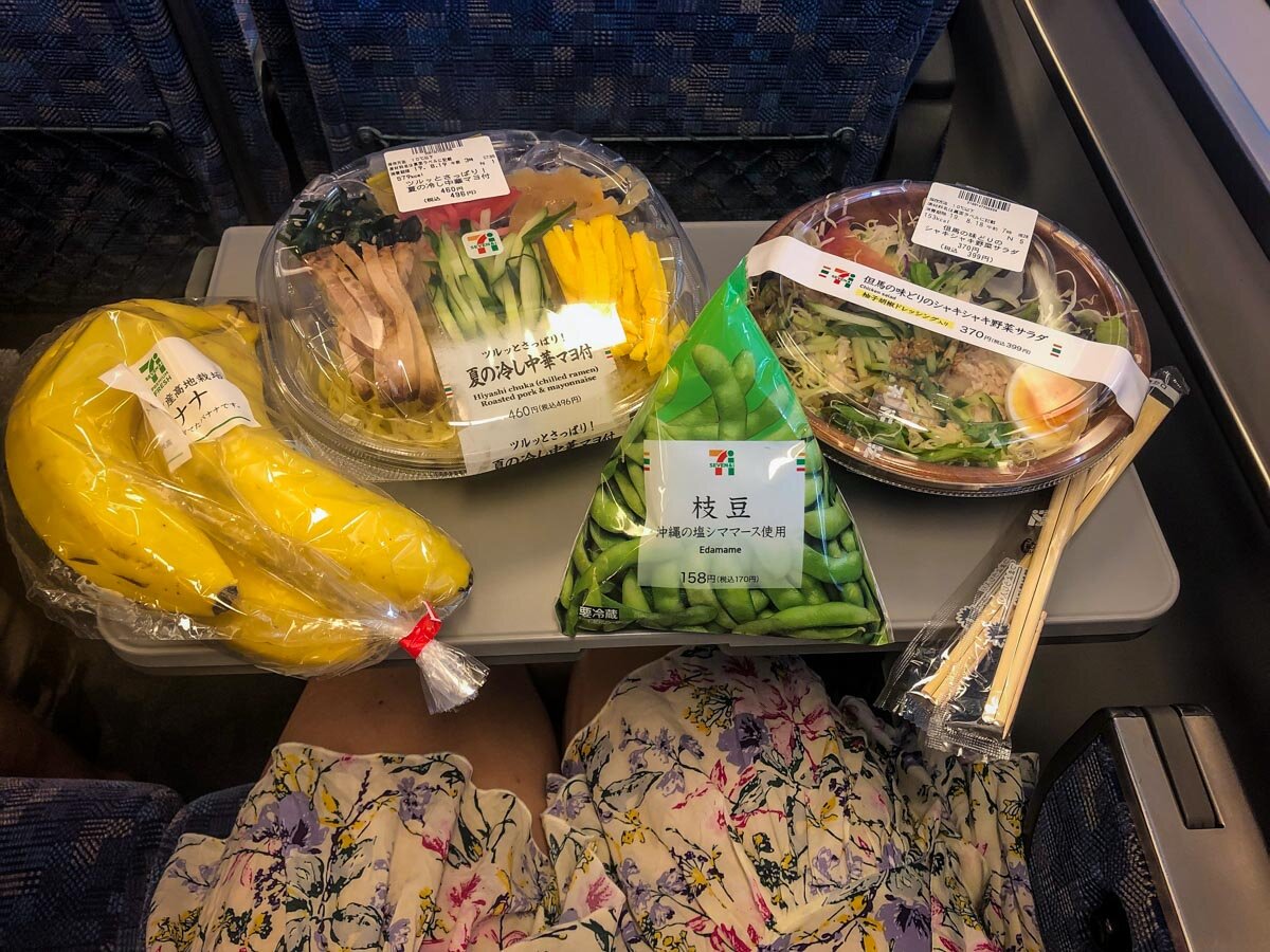 Japan Rail Pass Shinkansen Eating on Train