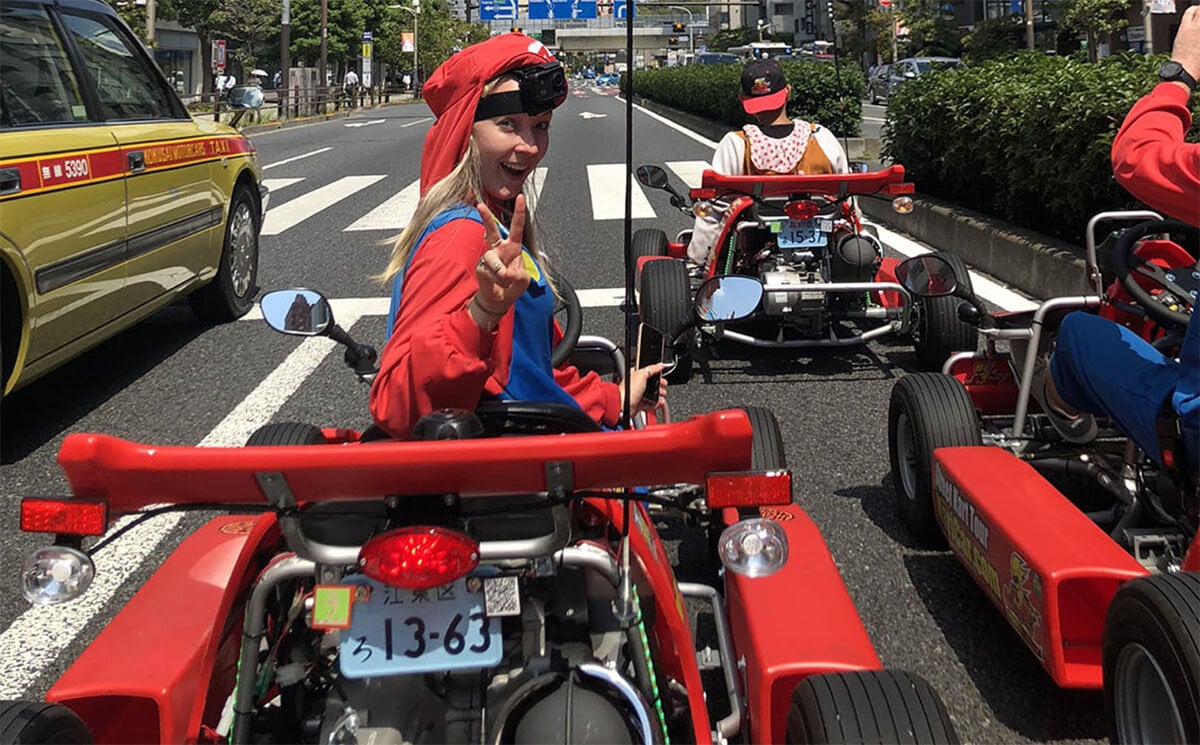 Don’t forget your bunch of bananas! Go Karting in Japan.Photo Credit:Emily fromTravellers Horizons