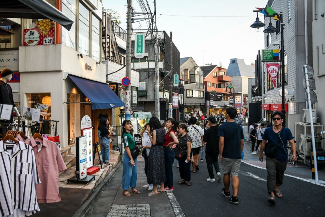 Pictured: One of the less busy streets around Harajuku, which is located between Shinjuku and Shibyua.