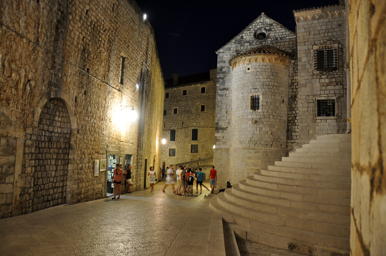Tourist at night Dubrovnik Croatia Travel
